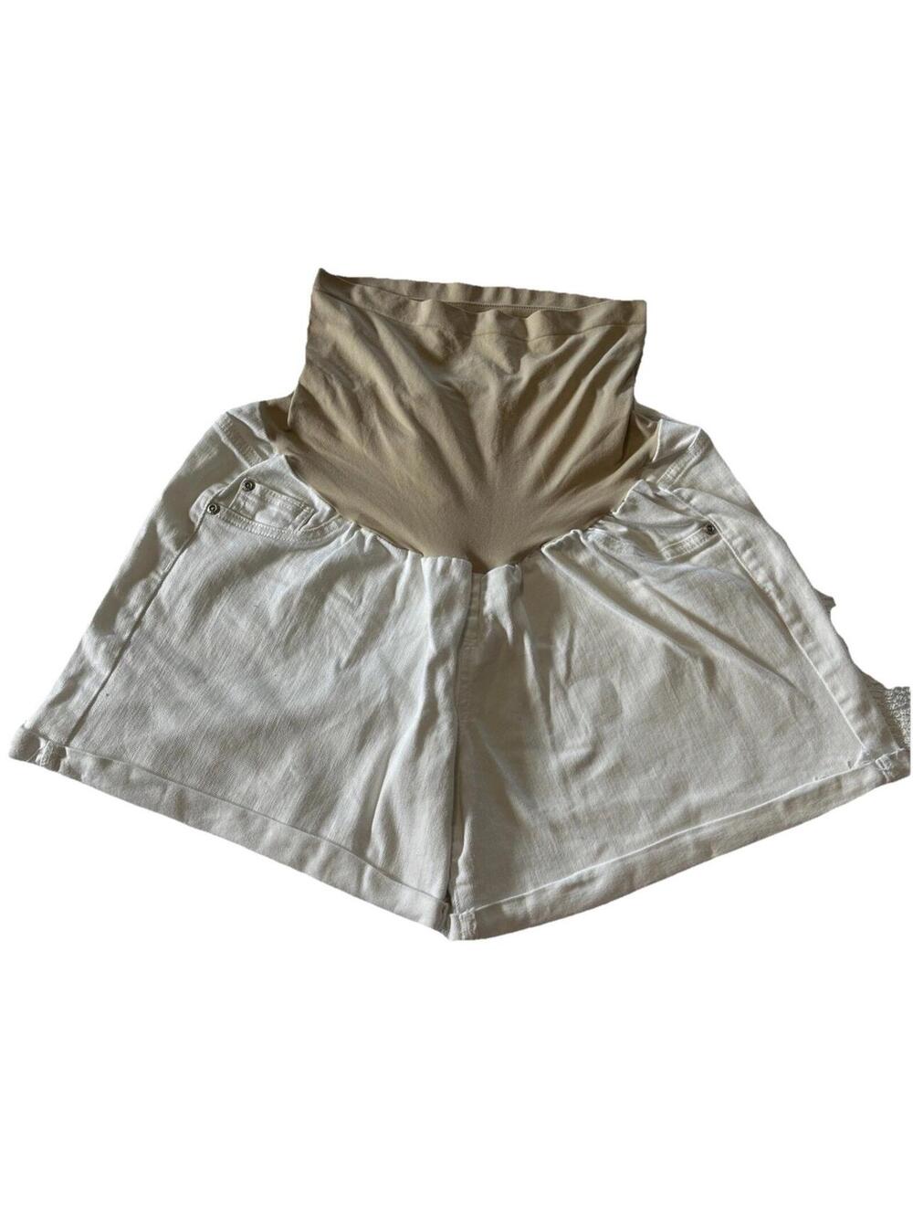 Motherhood Maternity White Denim Cotton Blend Boyfriend Shorts Women's Size XL